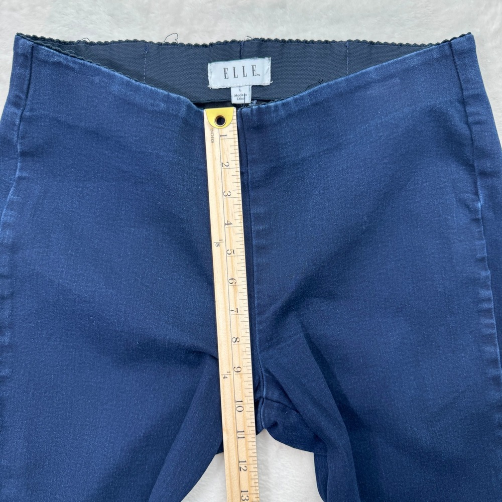 ELLE Pants Womens L Navy Blue Pull On Straight‎ Leg Stretch High Rise Career - Picture 5 of 12